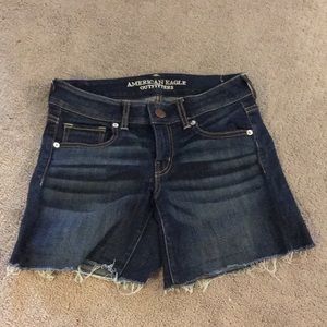 American eagle denim fringe shorts